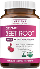 Healths Harmony beet root tablets bottle front for daily energy support.