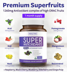 Healths Harmony Super Antioxidants bottle label highlights vegan non-GMO