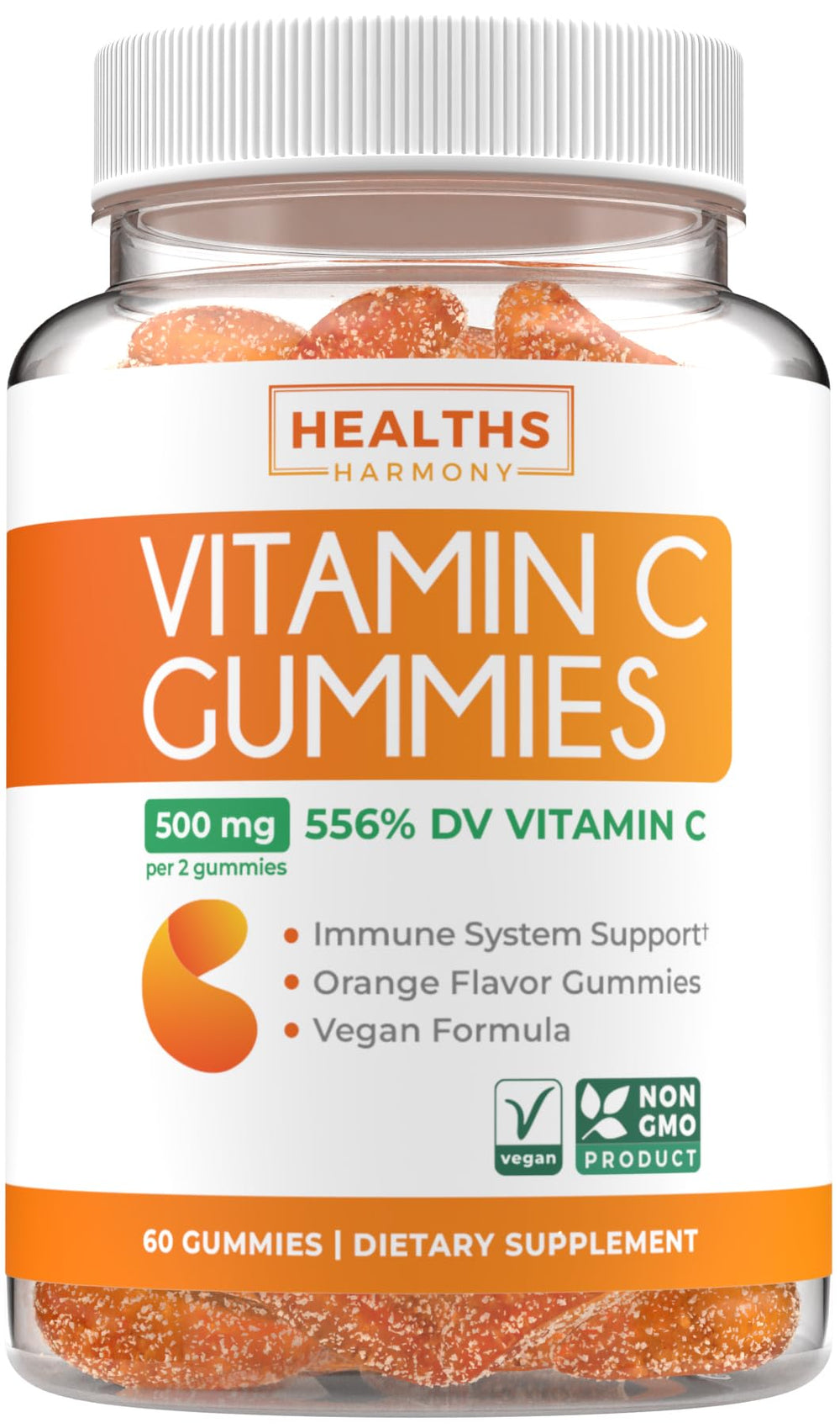 Healths Harmony vegan vitamin C gummies bottle offers daily immune support potential