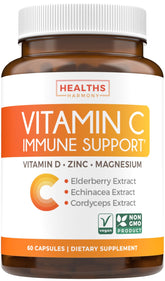 Healths Harmony Vitamin C immune bottle closeup for daily wellness.