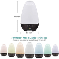 HealthSmart diffuser smart touch panel for easy mist and light control.