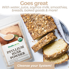 Psyllium powder stirred into a smoothie provides a fiber-rich boost.