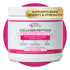 Healthy Bones Co FORTIBONE collagen powder tub for daily bone support.