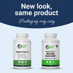 Healthy Gut Tributyrin-X capsules closeup, ultra-pure liquid tributyrin in easy-to-swallow softgels.