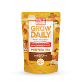 Healthy Heights Grow Daily chocolate protein powder tub for steady growth support.
