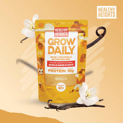 Healthy Heights Grow Daily pour of vanilla shake supports daily energy for boys.