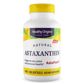 Healthy Origins Astaxanthin 4 mg bottle showing immune and eye health support.