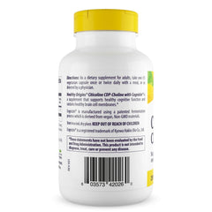 Healthy Origins Cognizin label close-up highlighting CDP choline benefits for brain health.