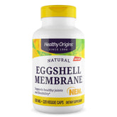 Healthy Origins eggshell membrane bottle label highlights joint support ingredients for mobility.