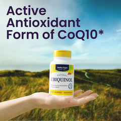 Gluten-free and non-GMO label on Healthy Origins ubiquinol packaging