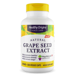 Healthy Origins grape seed extract bottle featuring MegaNatural-BP and high proanthocyanidins for daily wellness.