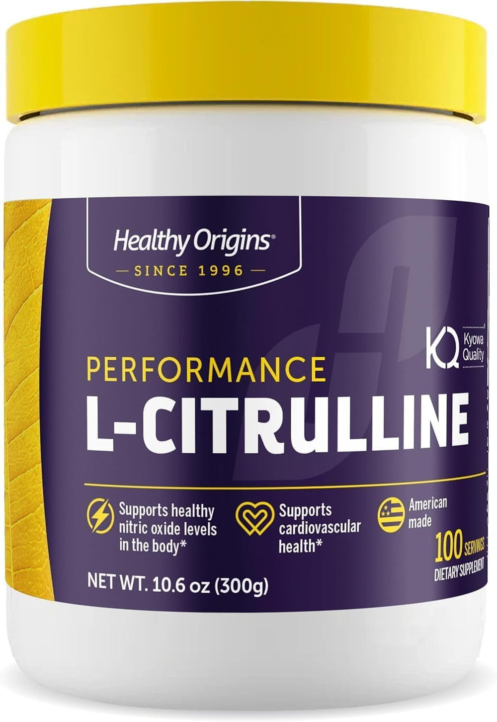 Healthy Origins L-Citrulline bottle supports athletic performance during workouts.