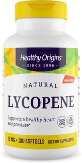 Healthy Origins Lycopene 15 mg softgel bottle for daily antioxidant support