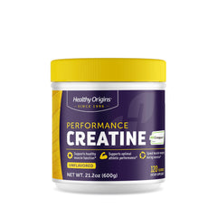 Healthy Origins Performance Creatine bottle with Creapure label, ideal for workouts.