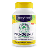 Healthy Origins Pycnogenol 100 mg bottle front view highlighting antioxidant support for skin and joints