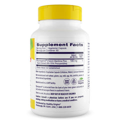 Healthy Origins Pycnogenol capsules close-up emphasizing cardiovascular support