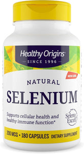 Healthy Origins Selenium bottle front highlighting fermented SelenoExcell for enhanced absorption