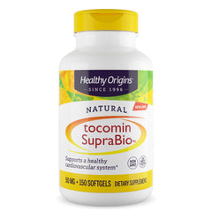 Healthy Origins Tocomin SupraBio 50 mg bottle pour with softgels for easy daily supplementation