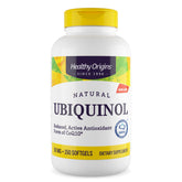 Healthy Origins Ubiquinol 50 mg bottle highlighting active CoQ10 form for energy support.