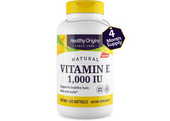 Vitamin E 1000 IU softgels in bottle with gluten-free formulation