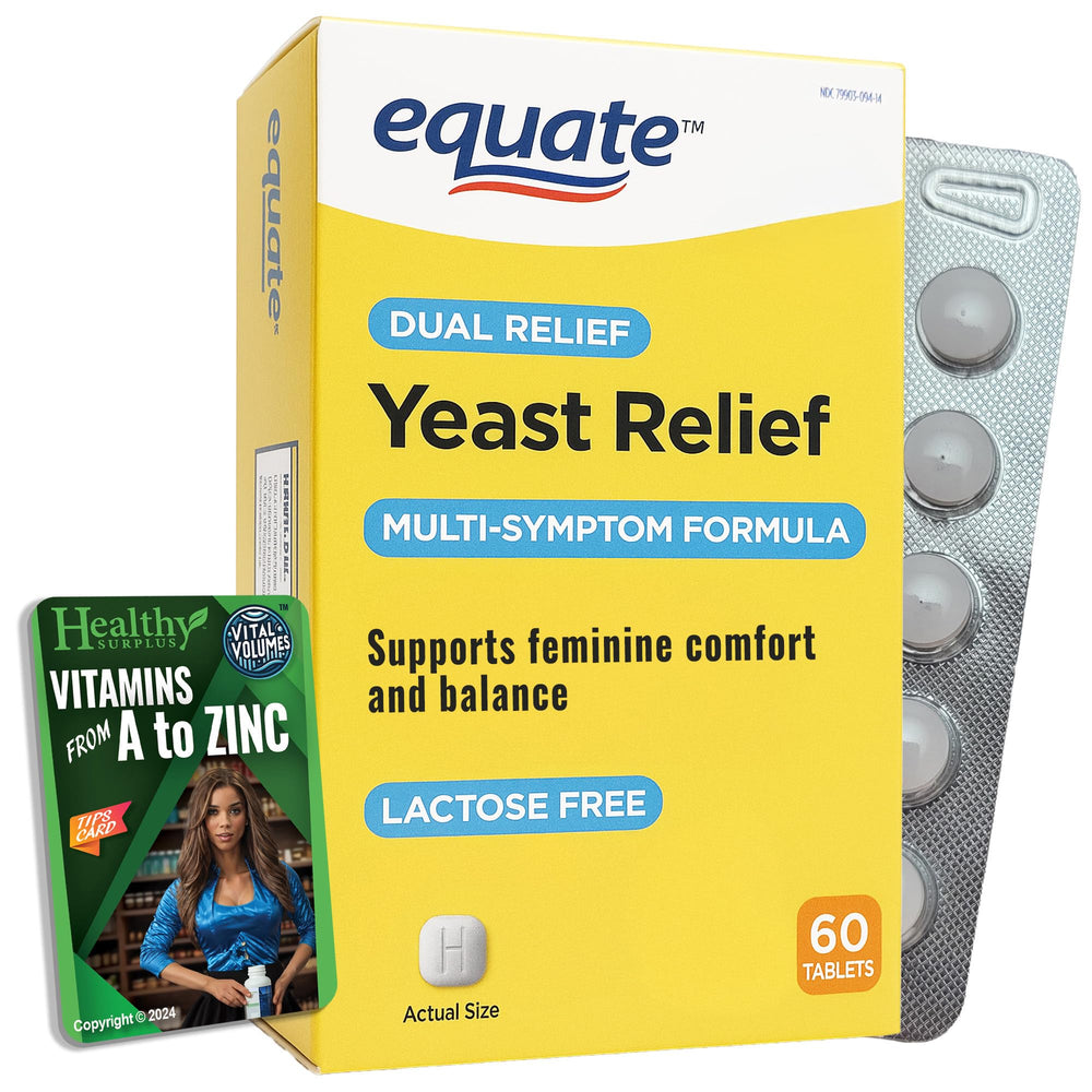 Healthy Surplus Equate Yeast Relief bottle for convenient daily use.