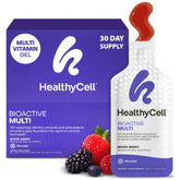 HealthyCell Bioactive Daily Liquid Multivitamin bottle and gel packs for easy daily nutrition.