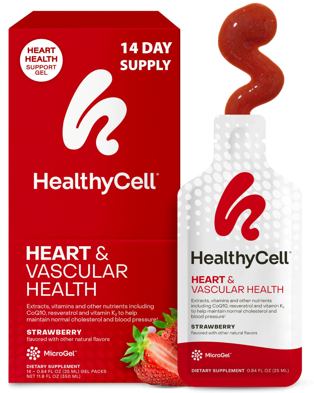 HealthyCell Heart & Vascular Health bottle for daily heart support.