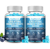 Healtionist Creatine HMB gummies bottle front supports workout energy