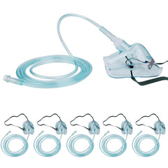 Healva oxygen mask 5-pack with tubing for ready-to-use home care.