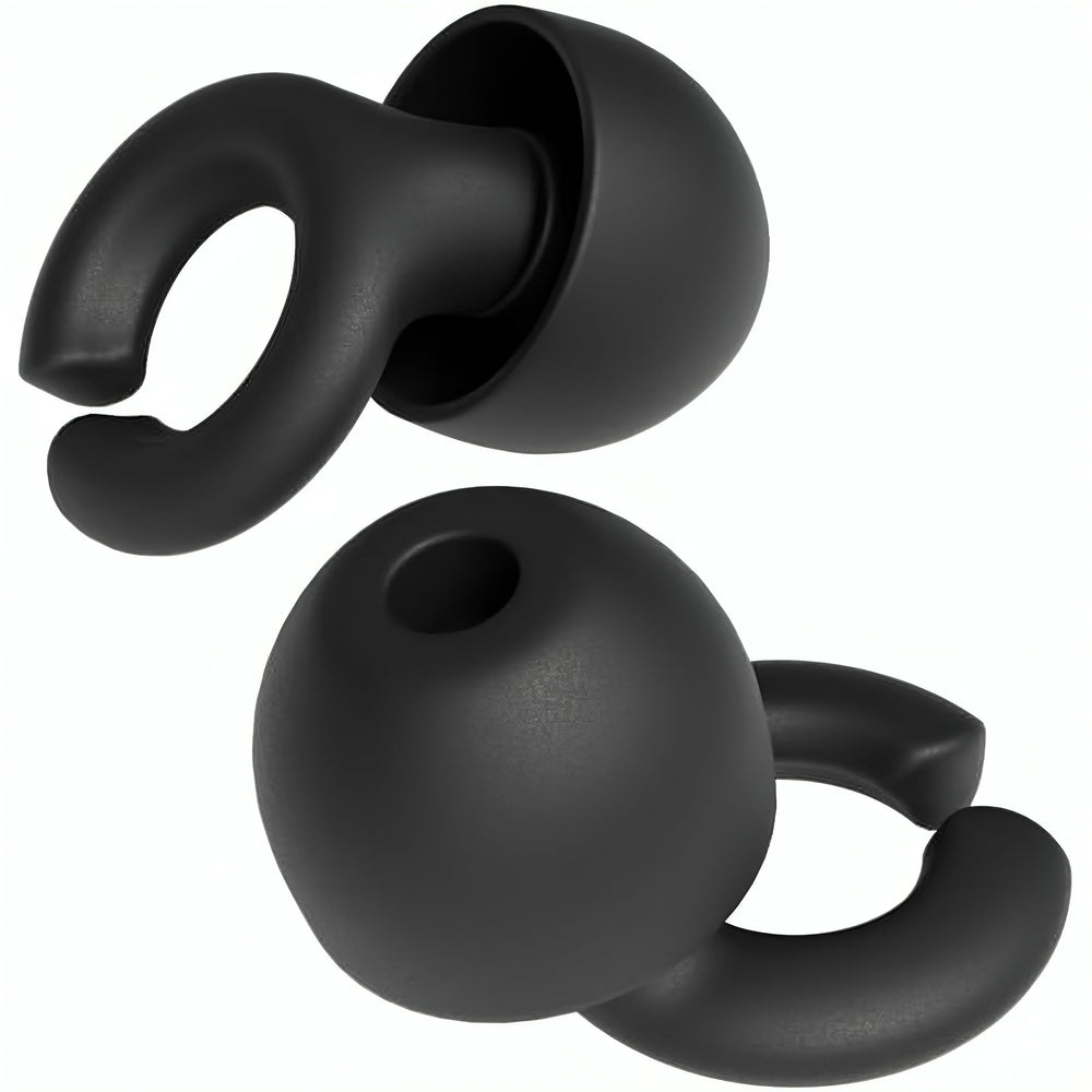 HEAR HUSH HOOPS ear plug in black for soft comfort and noise reduction during sleep.