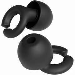 HEAR HUSH HOOPS ear plug in black for soft comfort and noise reduction during sleep.
