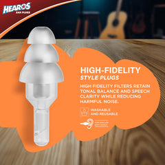 Hearos High Fidelity ear plugs at a concert preserve music detail while reducing noise.