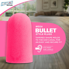 Hearos silky-smooth foam ear plugs with tapered tip for gentle wear.