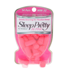 Hearos Sleep Pretty in Pink ear plugs pack with pink foam for peaceful sleep.