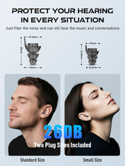 Hearprotek black discreet ear plugs with cord designed for easy transport.