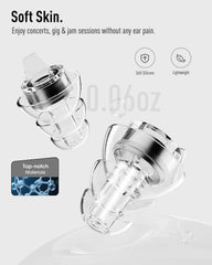 Hearprotek low-profile shells preserve stage visibility while reducing noise.