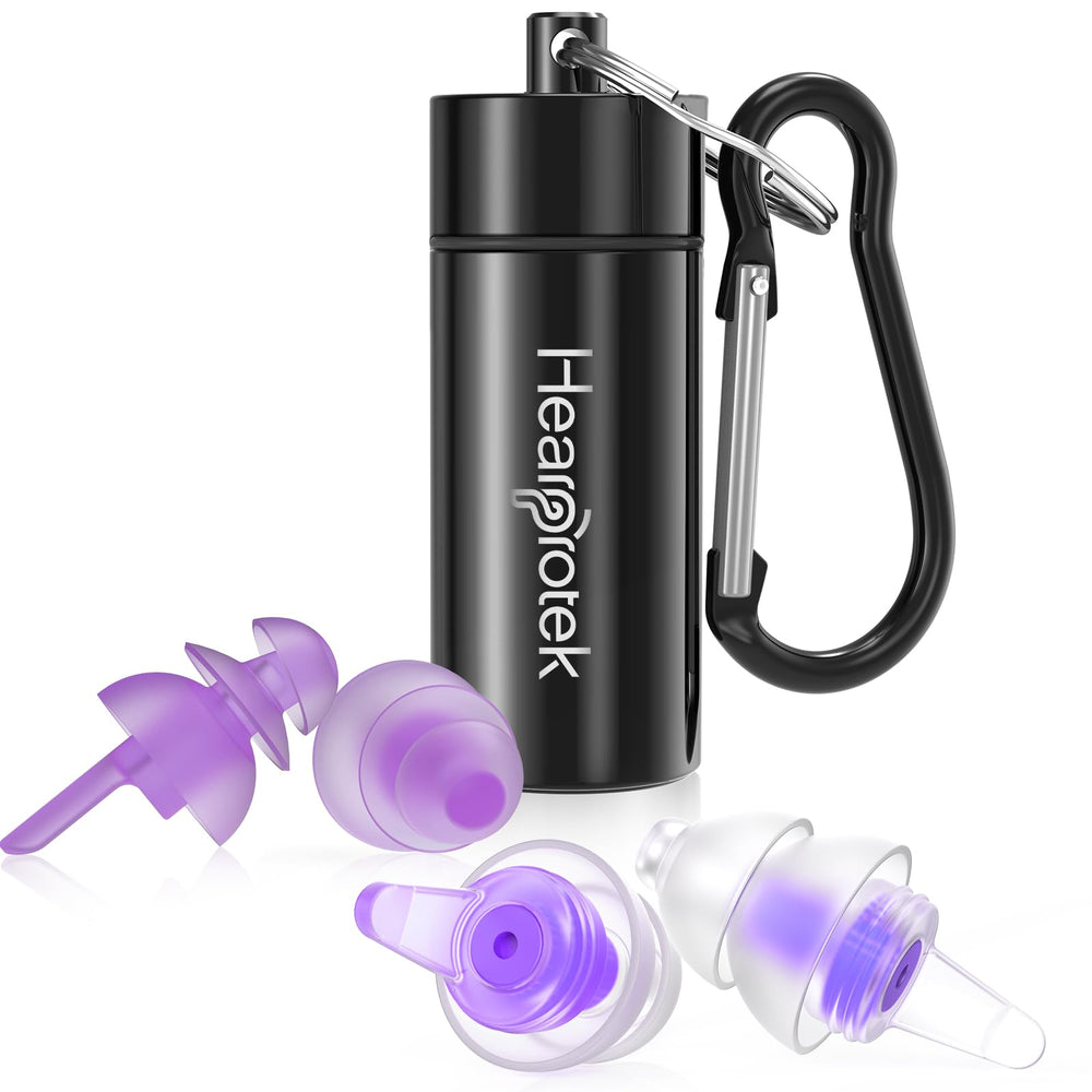 Hearprotek Sleeping Ear Plugs packaging shows portable storage for travel