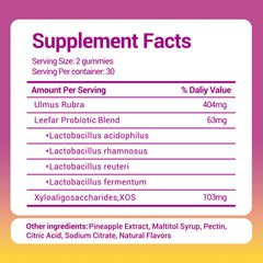 Heawdra Her Juicy Gummies label closeup shows pineapple flavor and clean ingredients.