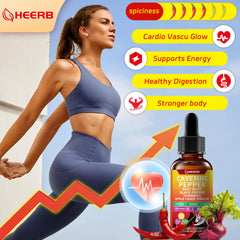 HEERB Vascuflow cayenne drops dropper image emphasizes precise dosing and convenient consumption.