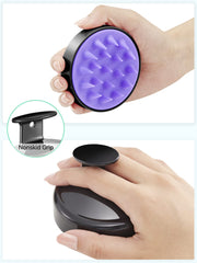 HEETA scalp massager ideal for in-shower use, providing deep cleansing and shampoo distribution.