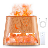 HEEYCEM diffuser wood-grain top enhances calm aromatherapy in living room.