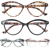 HEEYYOK 1.25 readers cat-eye pack four - chic, petite-face eyewear for close-up reading.