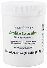 Heiltropfen Zeolite 240 capsules bottle packaging highlighting natural mineral support.