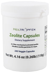 Heiltropfen Zeolite 240 capsules bottle packaging highlighting natural mineral support.