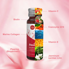 Heivy Liquid Collagen bottle back label showing ingredients and benefits.