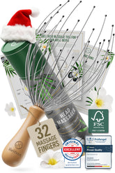 HELDSON head massager close-up showing 32 fingers for soothing scalp stimulation and relaxation.