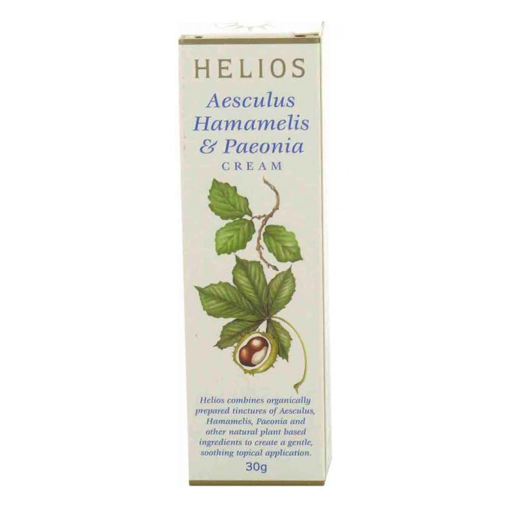 Helios Aesculus-Hamamelis-Paeonia Cream tube for gentle skin care and hemorrhoid comfort