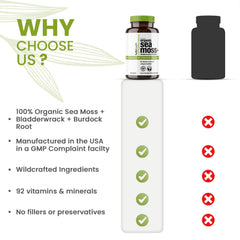 Hello Health Sea Moss Capsules packaging front emphasizes wildcrafted ingredients and purity.