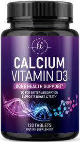 Hello Lovely calcium 1200mg bottle shows daily bone support with D3.