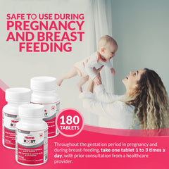 Hemeboost pregnancy-safe icon signals safe use for expectant mothers.